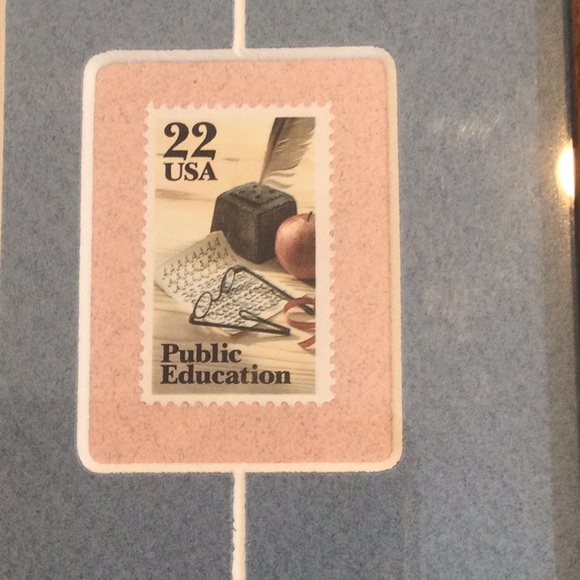 Framed Saturday Evening Post teacher by Norman Rockwell. 22cent stamp 1985 - Picture 3 of 6